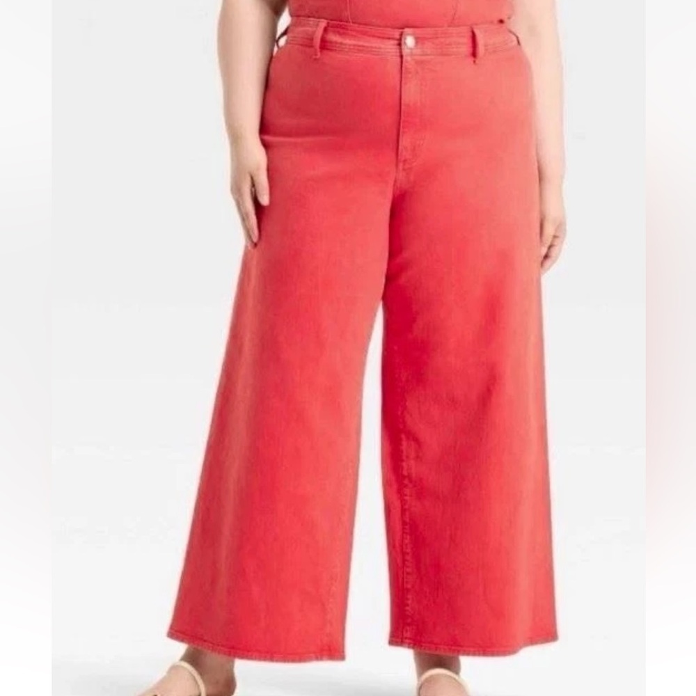 NWT Universal Thread Coral Red Sailor Wide-Leg Jeans Size: 17